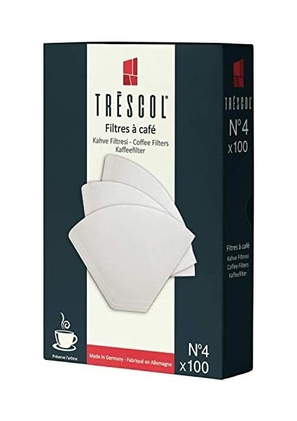 Kahve Filtresi, Beyaz Kağıt, 4 Numara, Büyük Boy, 100'LÜ Paket