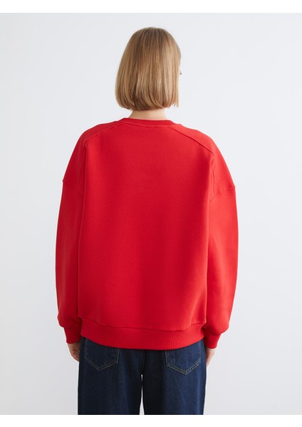 Yeni Sezon Bisiklet Yaka Oversize Kadın Kalın Sweatshirt fırsatları