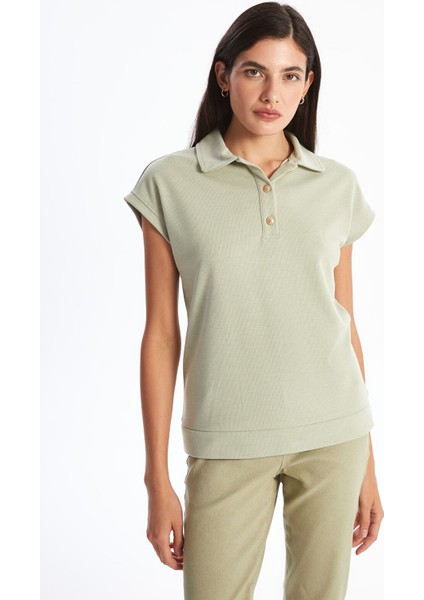 Yeni Sezon Polo Yaka Dokulu Kadın Tişört