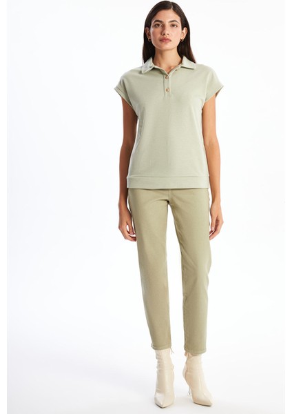 Yeni Sezon Polo Yaka Dokulu Kadın Tişört fiyatları