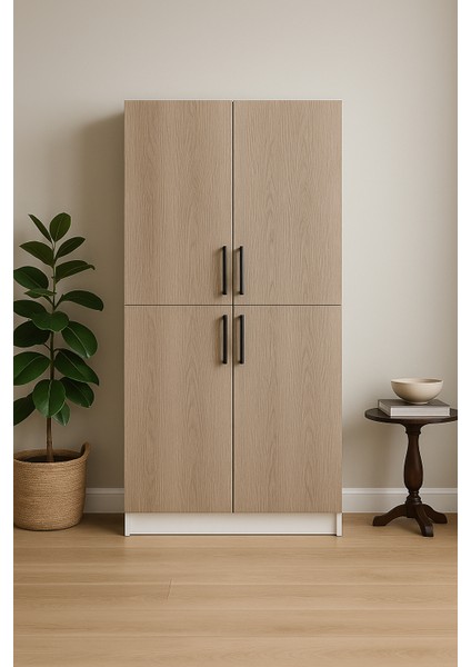 4 Kapaklı Çok Amaçlı Dolap (189×90×35 Cm)