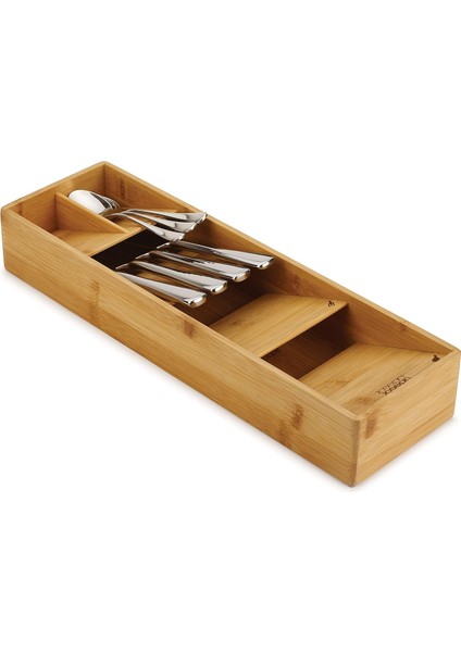 Kompakt Çatal Bıçak Çekmecesi Düzenleyici, 5 Bölmeli, 24+ Parça Için - Bambu