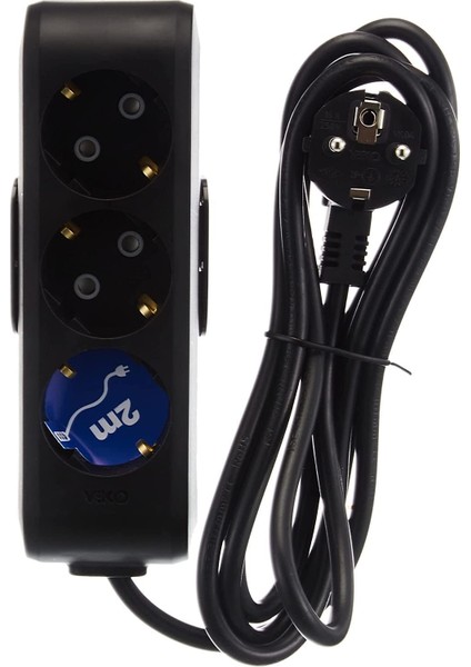 Multi-Let Üçlü Priz Topraklı Kablolu Çocuk Korumalı 2 mt