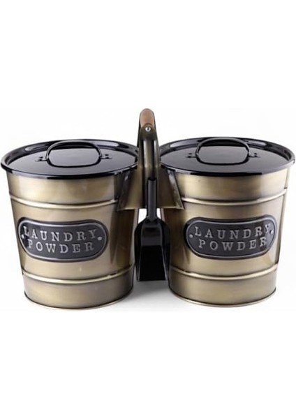 2'li Dev Boy Galvaniz Kaplama Metal Deterjan Saklama Kabı, Büyük Boy 2'li Deterjanlık modelleri