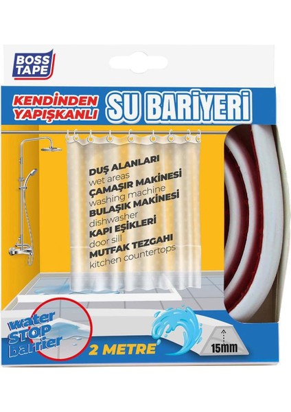 Tape Duş, Kapı Eşiği, Mutfak Tezgahı Etrafı Su Kesici Bariyer - 2 Metre