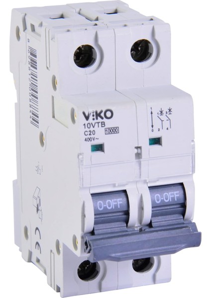 10VTB-2C20 Otomatik Sigorta 10KA C Tipi 2 Kutup 20A