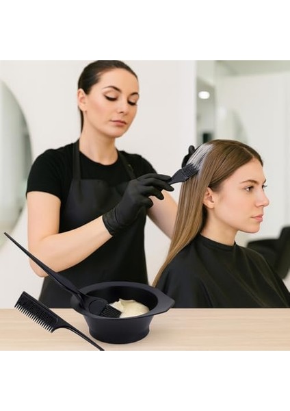 3’lü Saç Boyama Seti – Profesyonel Boya Kabı, Tarak ve Fırça Takımı | Evde ve Kuaför Kullanımı Için Uygun