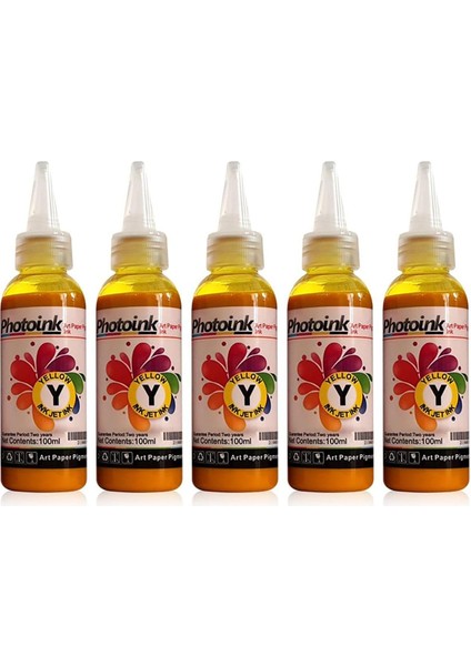 Photoink Epson Uyumlu Kuşe Mürekkebi, 500 Ml. Sari Kuşe Matbaa Mürekkebi