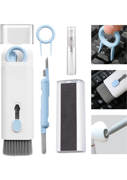 Klavye Temizleme Fırçası,7'si 1 Arada Çok Fonksiyonlu Klavye, Monitör, Kulaklık, Telefon, Dizüstü Bilgisayar, Kulaklıklar Için Temizleme Kiti - Mix Renk