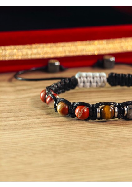 Makrome Bileklik El Yapımı Saf Doğaltaş Özel Yapım Hematit Taşı, Lav Taşı, Akik Taşı, Amatis Taşı modelleri