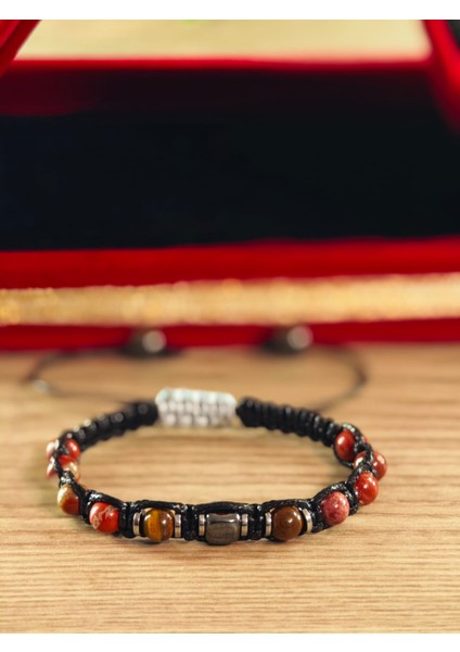 Makrome Bileklik El Yapımı Saf Doğaltaş Özel Yapım Hematit Taşı, Lav Taşı, Akik Taşı, Amatis Taşı indirimleri