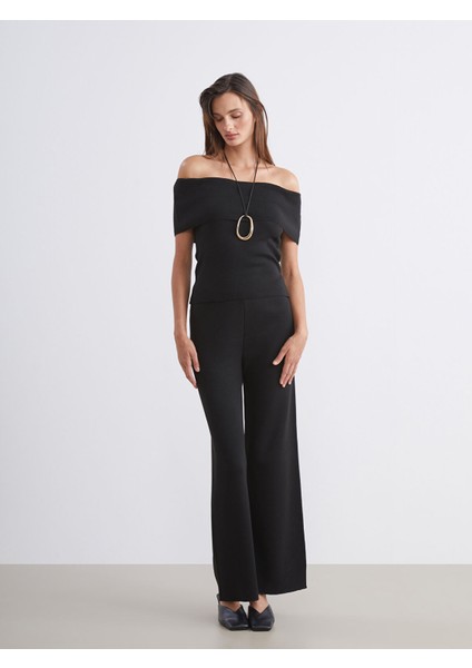 Yeni Sezon Beli Lastikli Kadın Triko Pantolon