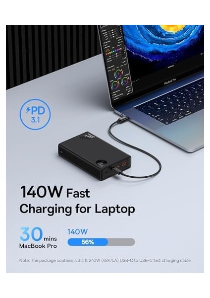 Adaman Overseas Edition 24.000 Mah Digital Display 140W Powerbank-Siyah fiyatları