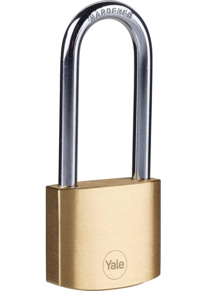 Y110B/30/147/1 - 30MM Pirinç Asma Kilit (Uzun Halka) - Yüksek Koruma - Sertleştirilmiş Çelik Halka - Çift Kilitleme - 3 Anahtar, Sarı