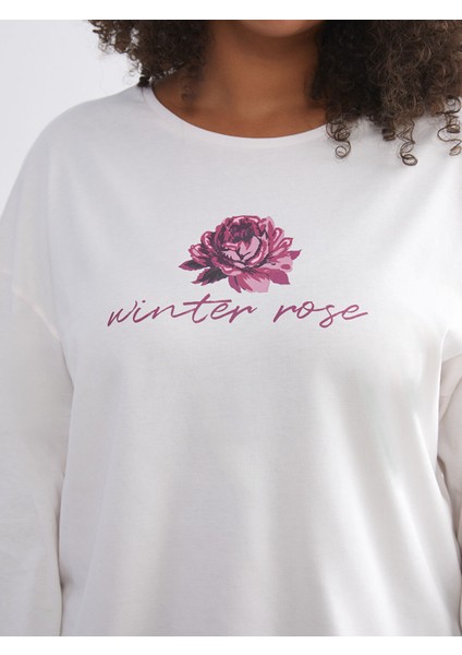 Yeni Sezon Bisiklet Yaka Çiçekli Kadın Pijama Takımı indirimleri