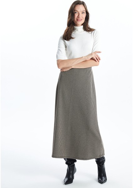 Yeni Sezon Standart Fit Desenli A Kesim Kadın Etek