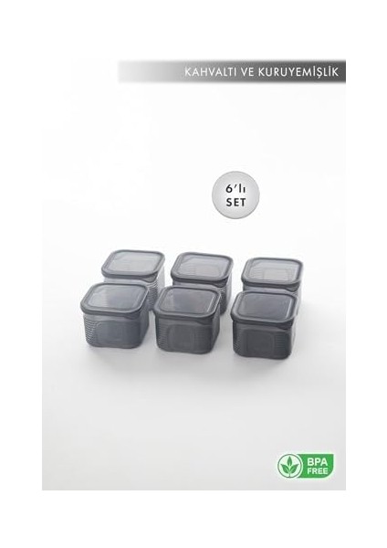 Erzak Saklama Kabı Sızdırmaz Kapak6'lı Set Füme -(Ölçü Kabı Hediyeli) modelleri