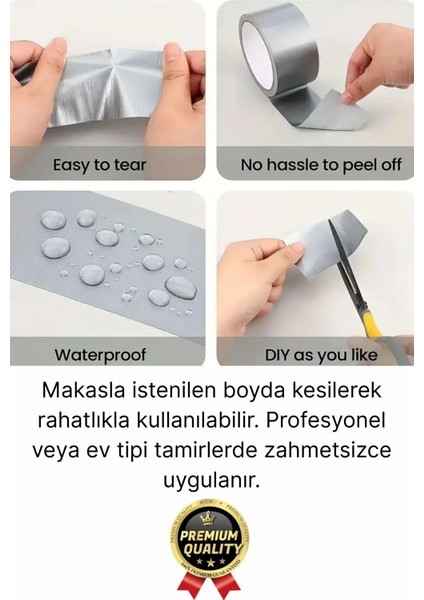 Ekstra Güçlü Dayanıklı Su Geçirmez Sızdırmaz Izolasyon Yalıtım Gri Tamir Bandı 10 mt 48 mm 1 Adet fırsatları