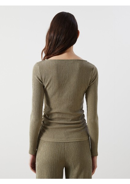 Yeni Sezon Bisiklet Yaka Dokulu Kadın Bluz indirimleri