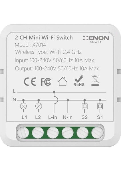 Smart Ikili Wi-Fi Akıllı Anahtar (16A 220V Röle) Iki Yönlü Işık Şalteri Röle Modülü Mobil Uygulama Denetimli Uyumlu / Destekli Switch X7014