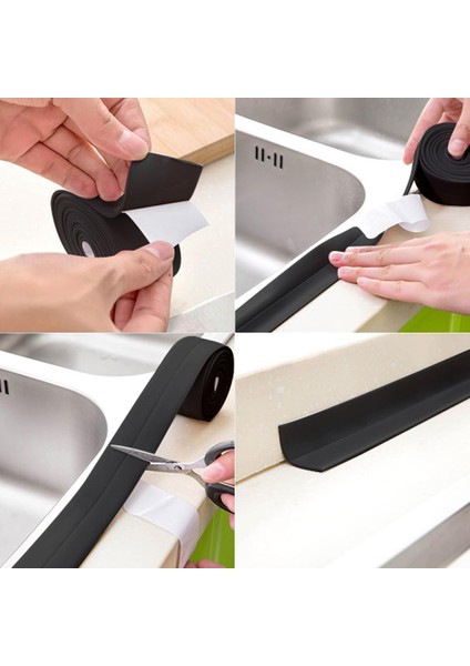 Siyah Su Sızdırmaz Geçirmez Lavabo Küvet Duş Kenar Bandı