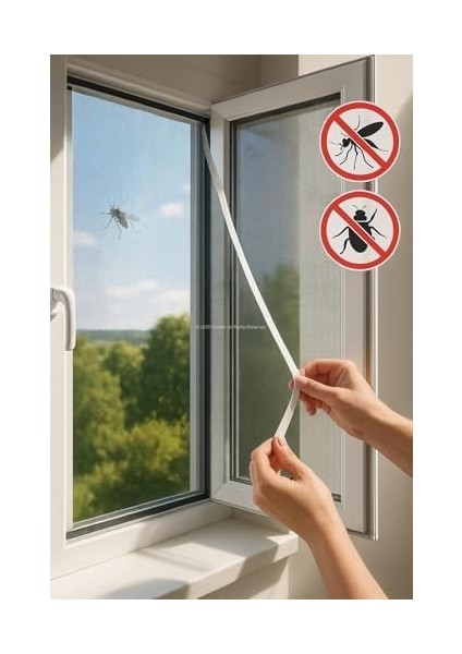 Tek Kanat Pratik Sineklik, 0.75 m x 1.25 m Tül, Kapı & Pencere Uyumlu, 4 M Yapıştırma modelleri