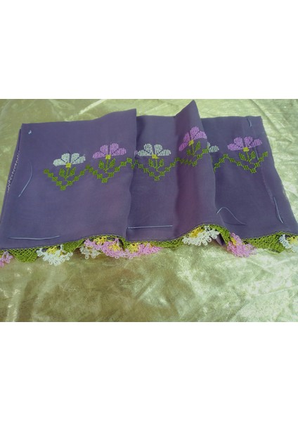 El Emeği Iğne Oyalı Namaz Örtüsü Çeyizlik Mevlit Başörtüsü Krep Kumaş