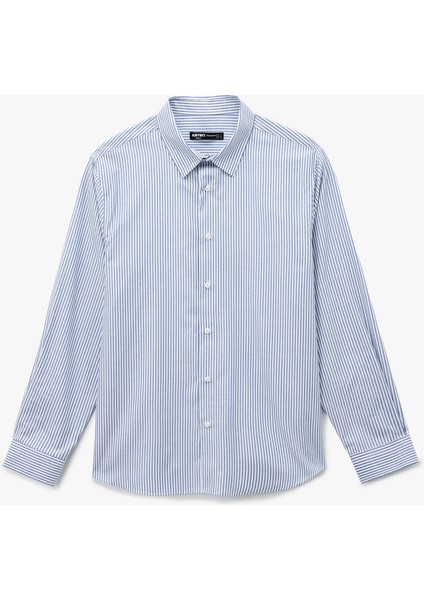 Regular Fit Klasik Yaka Pamuk Karışımlı Uzun Kollu Gömlek