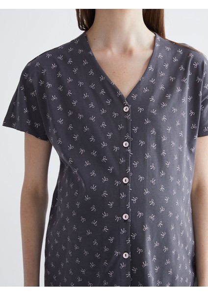 Yeni Sezon V Yaka Desenli Hamile Pijama Takımı modelleri