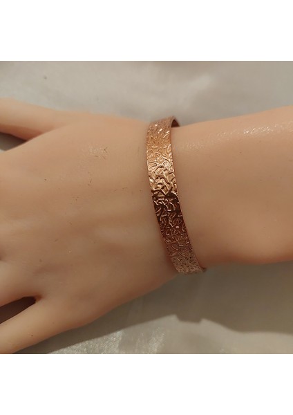 El Yapımı Saf Bakır Bileklik ve Yüzük - Çekiç Desenli, Unisex, Şık ve Sağlıklı modelleri