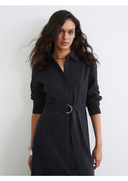 Yeni Sezon Beli Kemerli Gömlek Elbise fiyatları