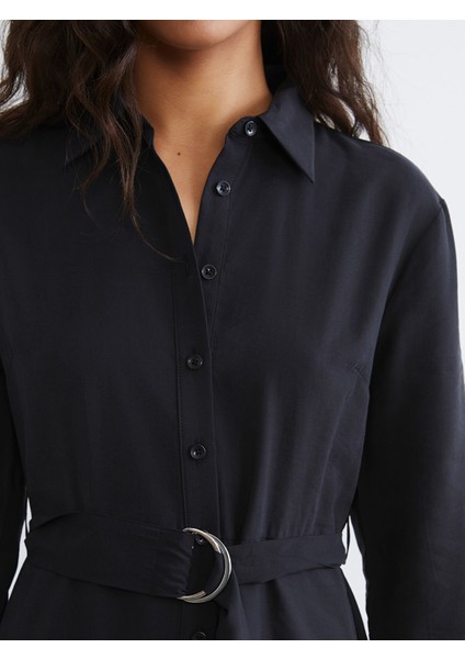 Yeni Sezon Beli Kemerli Gömlek Elbise modelleri