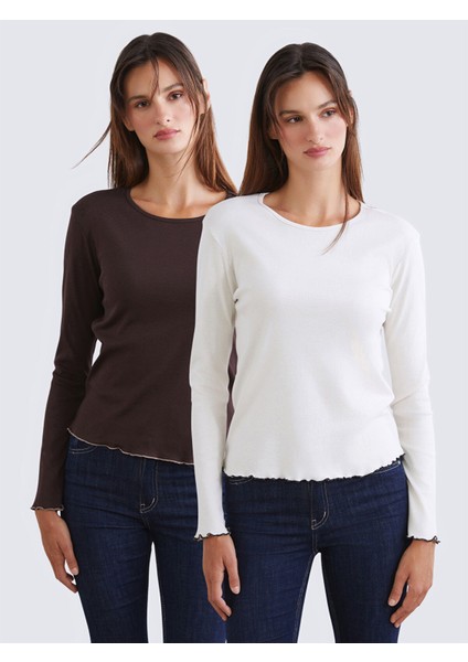 Yeni Sezon Bisiklet Yaka Kadın Body 2'li