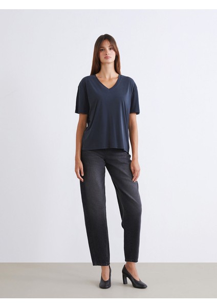 Yeni Sezon V Yaka Modal Karışımlı Kadın Tişört 2'li fırsatları