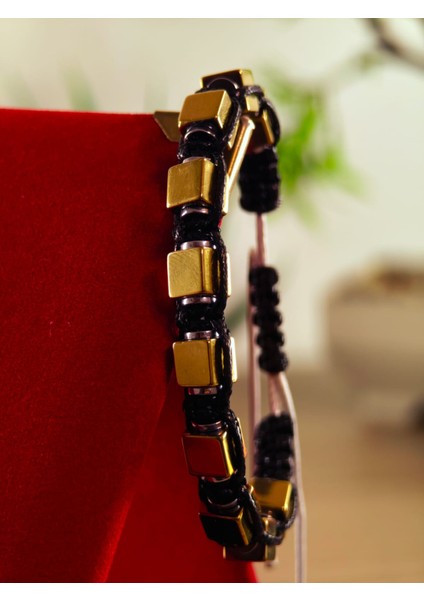 Makrome Bileklik El Yapımı Saf Doğaltaş Özel Yapım Hematit Taşı, Lav Taşı, Akik Taşı, Amatis Taşı