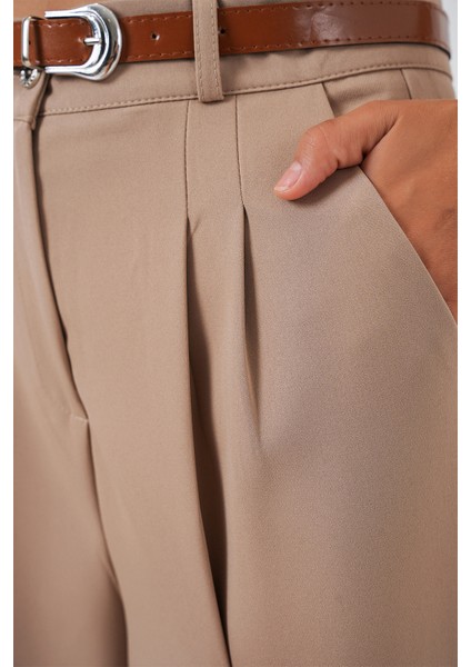 Kadın Yüksek Bel Palazzo Pantolon 30051 - Bej indirimleri