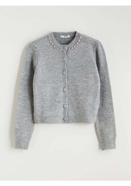 Yeni Sezon Bisiklet Yaka Taşlı Kadın Triko Hırka indirimleri