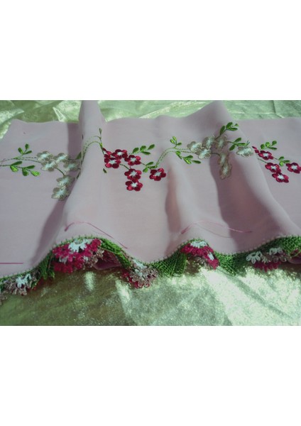 El Emeği Nakış Işlemeli Iğne Oyalı Namaz Örtüsü Çeyizlik Mevlit Başörtüsü Krep Kumaş 145X75 cm