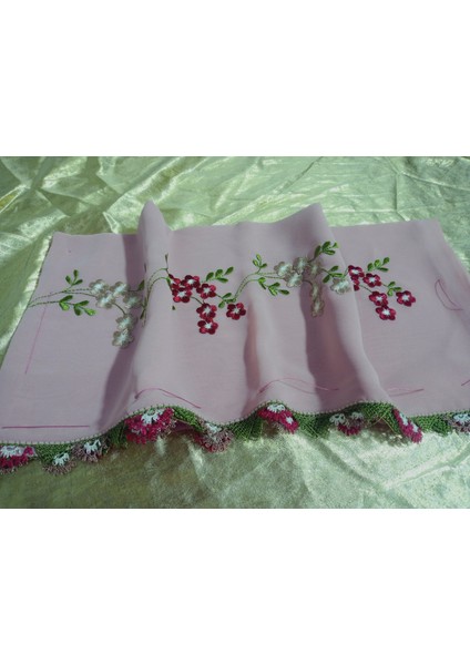 El Emeği Nakış Işlemeli Iğne Oyalı Namaz Örtüsü Çeyizlik Mevlit Başörtüsü Krep Kumaş 145X75 cm