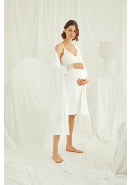 Dantelli Hamile Lohusa Pijama Takımı - Rahat, Şık ve Kaliteli Kumaş