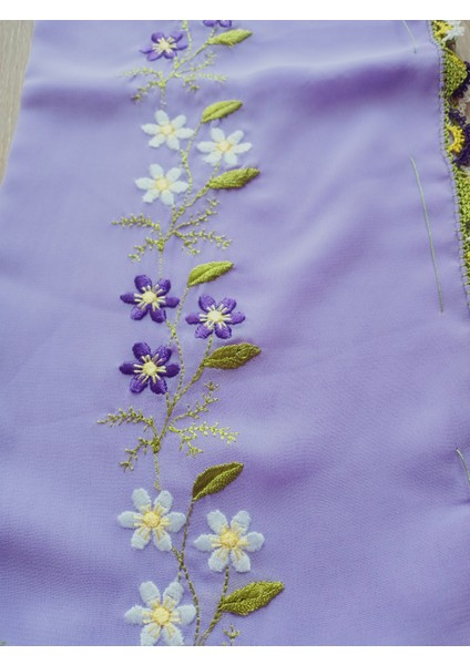 El Emeği Nakış Işlemeli Iğne Oyalı Namaz Örtüsü Çeyizlik Mevlit Başörtüsü Krep Kumaş 145X75 cm fiyatları