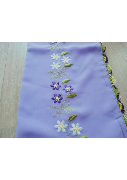 El Emeği Nakış Işlemeli Iğne Oyalı Namaz Örtüsü Çeyizlik Mevlit Başörtüsü Krep Kumaş 145X75 cm indirimleri