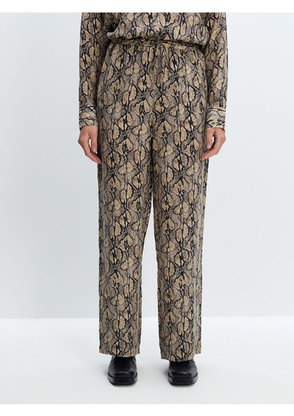 Yeni Sezon Beli Lastikli Yılan Derisi Desenli Kadın Pantolon fiyatları