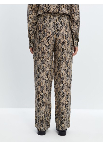 Yeni Sezon Beli Lastikli Yılan Derisi Desenli Kadın Pantolon fırsatları