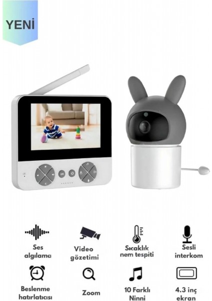 Bebek Kamerası Kumandalı Monitörlü Karşılıklı Konuşma Özellikli , Hatırlatıcılı Ip Bebek Kamerası