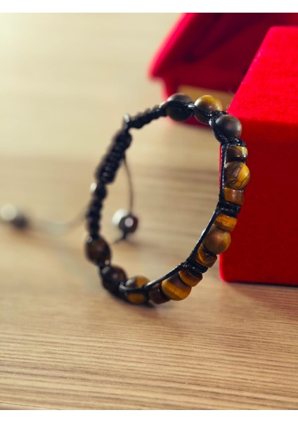 Makrome Bileklik El Yapımı Saf Doğaltaş Özel Yapım Hematit Taşı, Lav Taşı, Akik Taşı, Amatis Taşı