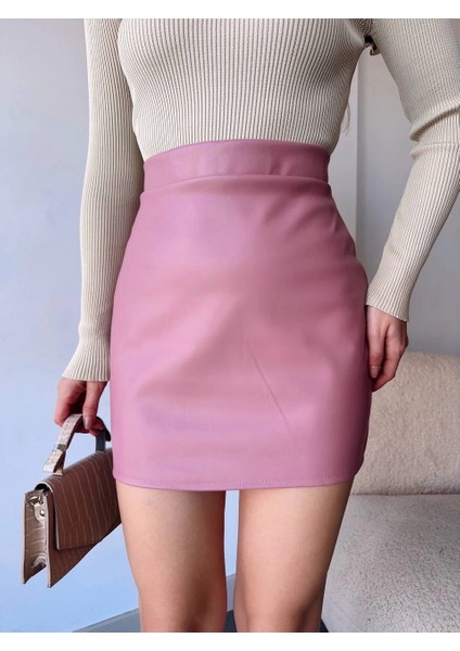 Yzlal Düz Deri Etek Pudra H24468 (Beden: M)