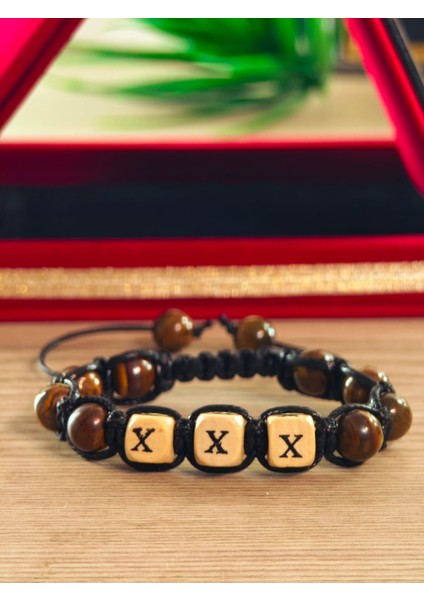 Makrome Bileklik El Yapımı Kişiye Özel Yapım Harfli Makrome Bileklik Doğal Taş Makrome Bileklik