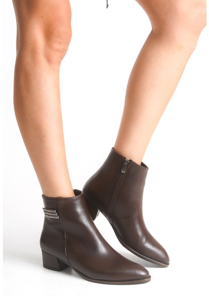 Kadın Alçak Topuk Metal Detay Fermuarlı Günlük Bot Bootie indirimleri