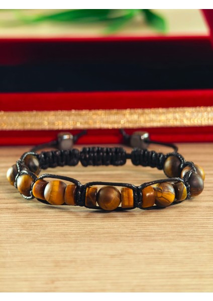 Makrome Bileklik El Yapımı Saf Doğaltaş Özel Yapım Hematit Taşı, Lav Taşı, Akik Taşı, Amatis Taşı